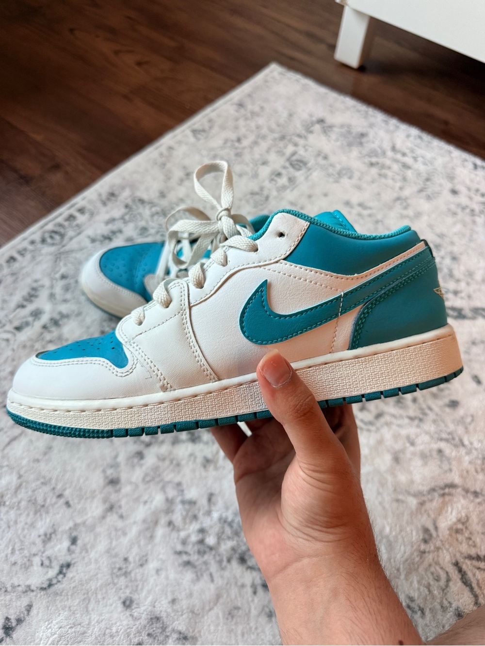 Jordan Low-Top Sneakers in White and Teal